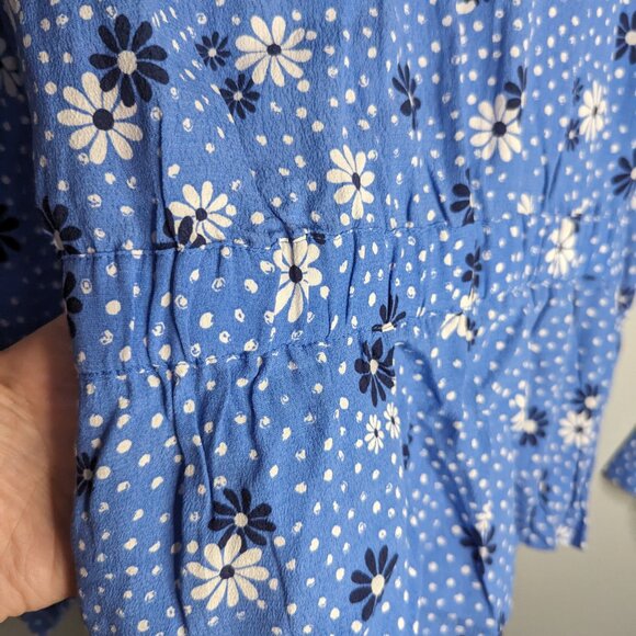 NWT Talbots Top Womens PM Petite Medium Wrap Blouse with Side Tie Blue Dots - Picture 3 of 7